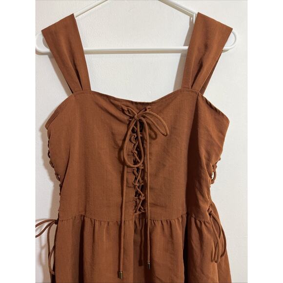 Scarlett Darkness L Corset Dress Brown Earthy Goblincore Festival Whimsigoth - Picture 2 of 10